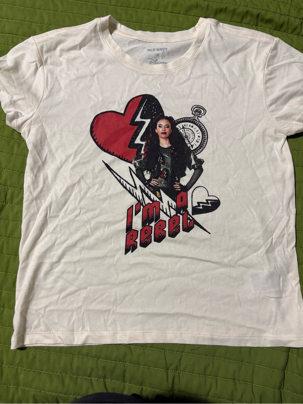 Old Navy White Graphic 'I'm a Rebel' Short Sleeve Tee